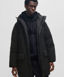 Hugo Boss Jackets and Coats-Water-repellent parka jacket in superblack fabric-hugo boss outlet