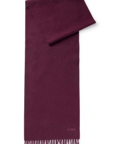 Hugo Boss Scarves-Italian-cashmere scarf with fringing and embroidered logo-hugo boss near me