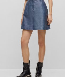 Hugo Boss Skirts-Leather mini skirt with denim print-hugo boss store near me