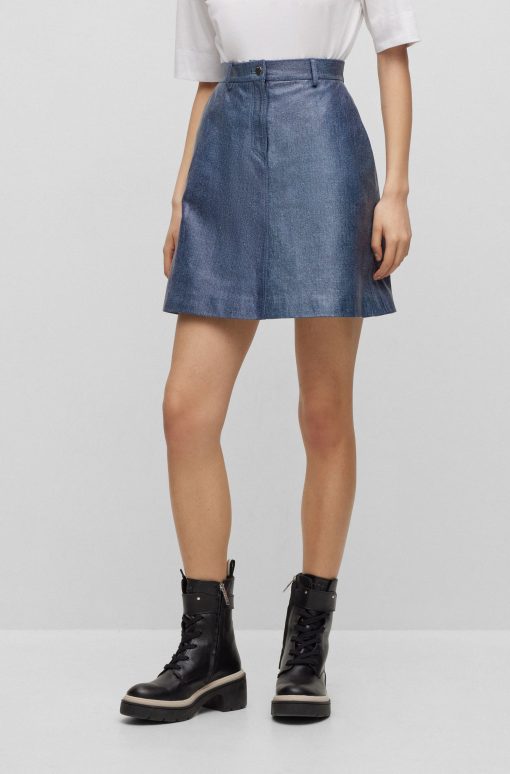 Hugo Boss Skirts-Leather mini skirt with denim print-hugo boss store near me