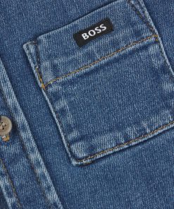 Hugo Boss-Kids’ long-sleeved shirt in stretch-cotton denim-boss store 2