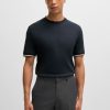 Hugo Boss Polo Shirts-Mouliné-cotton polo shirt with striped trims-hugo boss near me 3