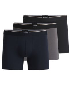 Hugo Boss Underwear-Three-pack of stretch-jersey boxer briefs with logos-hugo boss near me