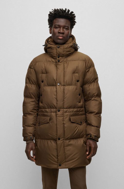 Hugo Boss Jackets and Coats-Water-repellent padded jacket with hood-hugo boss store near me