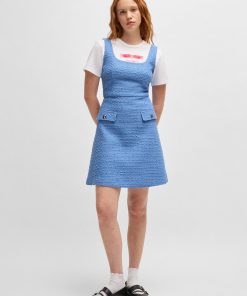 Hugo Boss Dresses-Textured-bouclé dress with faux flap pockets-hugo boss outlet 2