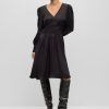 Hugo Boss Dresses-Drape-front dress in matte satin-boss hugo 3