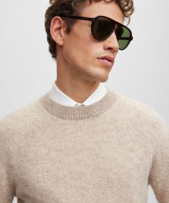 Hugo Boss-Two-tone sweater in alpaca-blend jacquard-hugo boss outlet 2