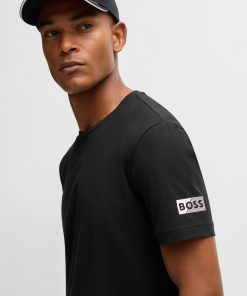 Hugo Boss T-Shirts-Two-pack of stretch-cotton T-shirts with logo artwork-boss hugo 2