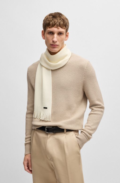 Hugo Boss Scarves-Raschel-knit scarf in merino wool-hugoboss - Image 2