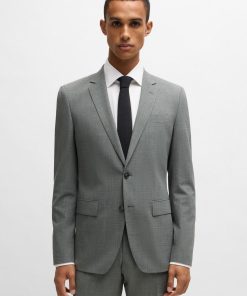 Hugo Boss Suits-Slim-fit suit in micro-patterned stretch cloth-hugo boss sale 2