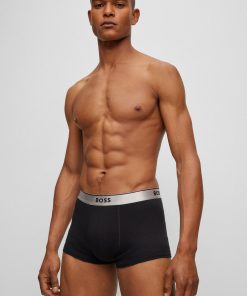 Hugo Boss Underwear-Two-pack of cotton trunks with metallic branded waistbands-hugoboss 2