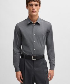 Hugo Boss-Slim-fit shirt in melange performance-stretch jersey-hugo boss outlet