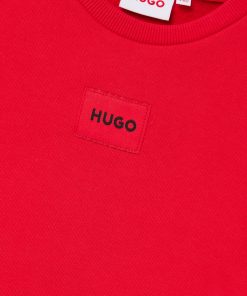 Hugo Boss-Kids’ fleece sweatshirt with red logo label-boss store 2