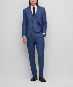 Hugo Boss Suits-Three-piece slim-fit suit in a wool blend-boss near me 2