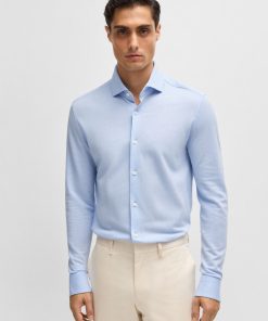 Hugo Boss Shirts-Casual-fit shirt in jacquard-patterned cotton jersey-hugo boss sale