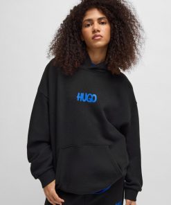 Hugo Boss Tracksuits-Cotton-terry hoodie with Happy HUGO logo on back-boss near me 2