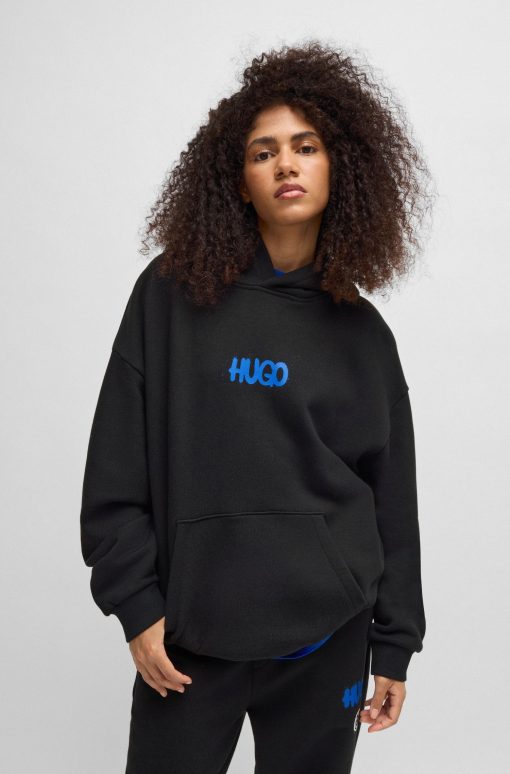 Hugo Boss Tracksuits-Cotton-terry hoodie with Happy HUGO logo on back-boss near me - Image 2