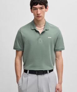 Hugo Boss Polo Shirts-Cotton-piqué polo shirt with logo print-boss store