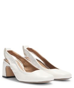 Hugo Boss Pumps-Leather slingback pumps with Double B monogram-hugo boss near me