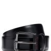 Hugo Boss Belts-Vegetable-tanned leather belt with gunmetal hardware-hugo 3