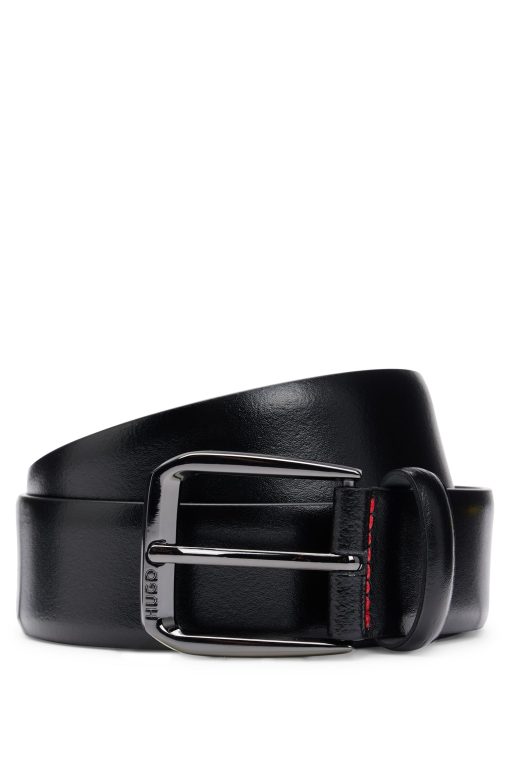 Hugo Boss Belts-Italian-leather belt with branded buckle-boss outlet