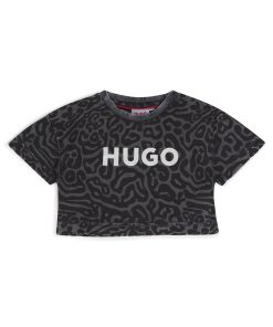 Hugo Boss-Kids’ cheetah-print T-shirt in cotton with lustrous logo-boss outlet