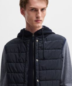 Hugo Boss-Hooded gilet in wool with down-blend front panel-hugo boss near me 2