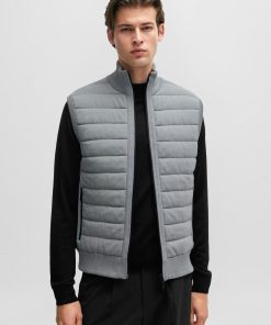 Hugo Boss-Padded regular-fit gilet in mixed materials-hugo by hugo boss