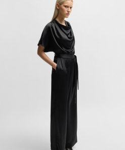 Hugo Boss-Cowl-neck regular-fit jumpsuit in fluent satin-hugo boss outlet 2