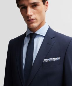 Hugo Boss Ties and Pocket Squares-Printed pocket square with branded border and logo-hugo boss store near me 2