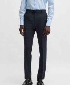 Hugo Boss-Slim-fit trousers in micro-patterned stretch cloth-hugo by hugo boss