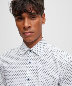 Hugo Boss Shirts-Slim-fit shirt in printed Oxford cotton-hugo boss near me 2