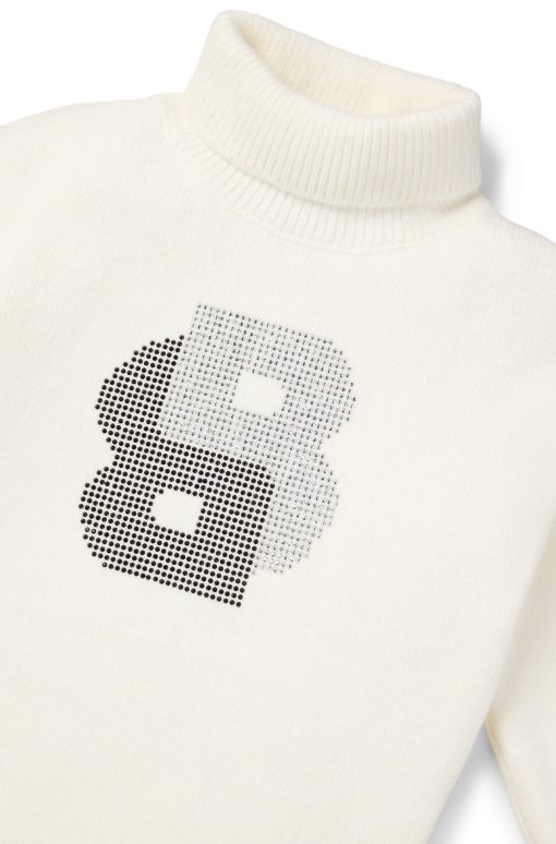 Hugo Boss-Kids' rollneck sweater dress with rhinestone Double B monogram-hugo boss store near me - Image 2