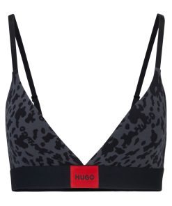 Hugo Boss Underwear, Pajamas, and Socks-Stretch-cotton triangle bra with seasonal pattern-boss near me 2