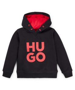 Hugo Boss-Kids’ hoodie in fleece with stacked logo-boss hugo