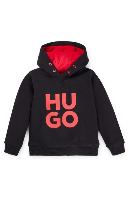 Hugo Boss-Kids' hoodie in fleece with stacked logo-boss hugo