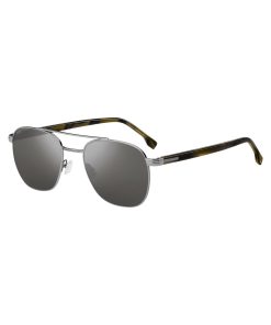 Hugo Boss Eyewear-Silver-tone sunglasses with horn-effect details-boss outlet