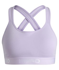 Hugo Boss Underwear, Pajamas, and Socks-Crossed-back bralette in stretch cotton with logo band-boss hugo