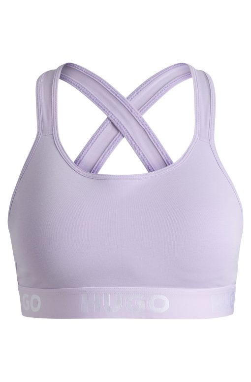 Hugo Boss Underwear, Pajamas, and Socks-Crossed-back bralette in stretch cotton with logo band-boss hugo