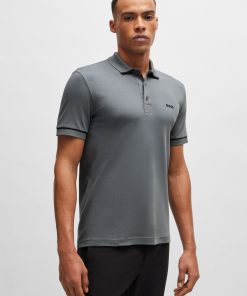 Hugo Boss Polo Shirts-Interlock-cotton slim-fit polo shirt with contrast trims-hugo by hugo boss