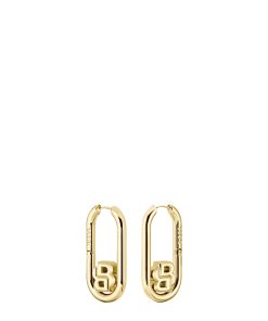 Hugo Boss Jewelry-Gold-tone hoop earrings with Double B monograms-hugo boss store near me 2