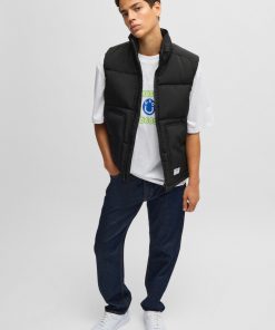 Hugo Boss Jackets and Coats-Water-repellent gilet with blue logo label-hugo 2