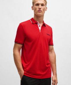 Hugo Boss Polo Shirts-Polo shirt with contrast logos-boss store near me