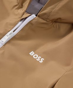 Hugo Boss-Kids’ hooded windbreaker in waterproof fabric with logo print-boss hugo