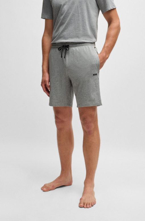 Hugo Boss Sweatshirts and Jogging Pants-Stretch-cotton regular-fit shorts with logo detail-hugoboss