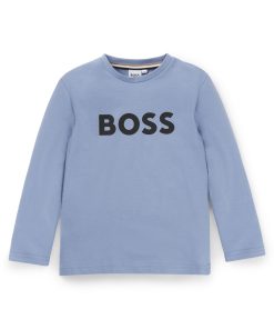 Hugo Boss-Kids’ long-sleeved T-shirt in cotton with logo print-hugo boss store near me