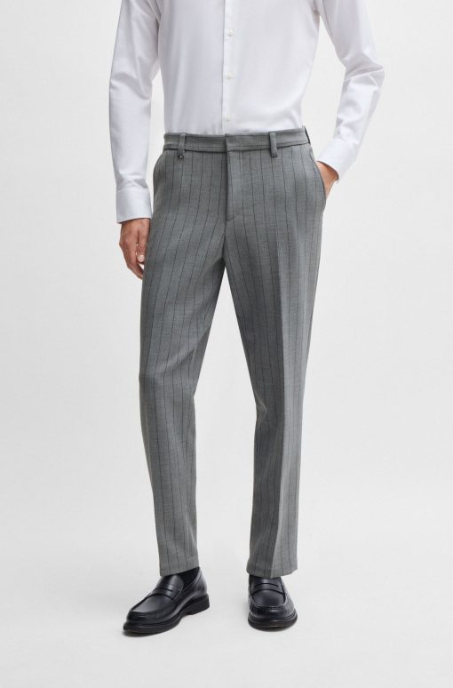 Hugo Boss Pants-Slim-fit trousers in pinstripe stretch fabric-boss hugo