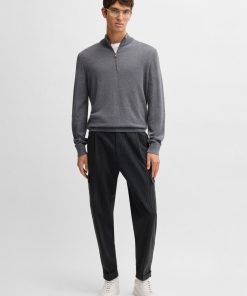 Hugo Boss Pants-Tapered-fit trousers in striped brushed cotton-hugo by hugo boss 2