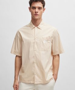 Hugo Boss Shirts-BOSS x Shohei Ohtani relaxed-fit striped cotton-poplin shirt-boss near me