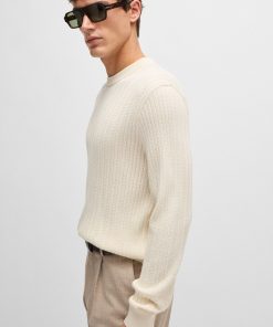 Hugo Boss Sweaters and Cardigans-Wool-blend knitted sweater with herringbone structure-boss near me 2